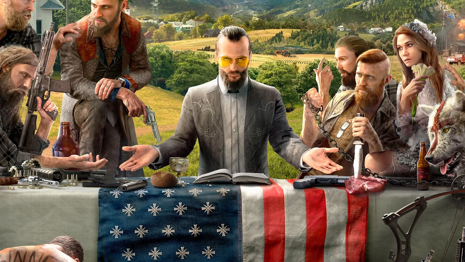capa do jogo Far Cry 5, um banquete com a família Seed