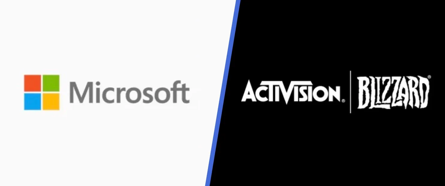 imagem com as logos da microsoft e activision