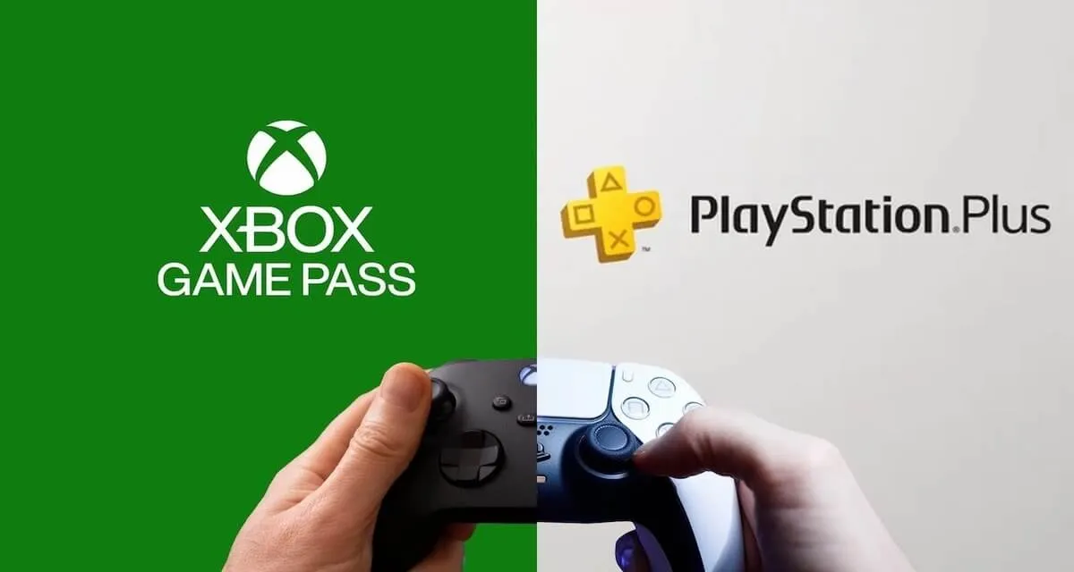 imagem com controles de consoles e Game Pass vs. PS Plus