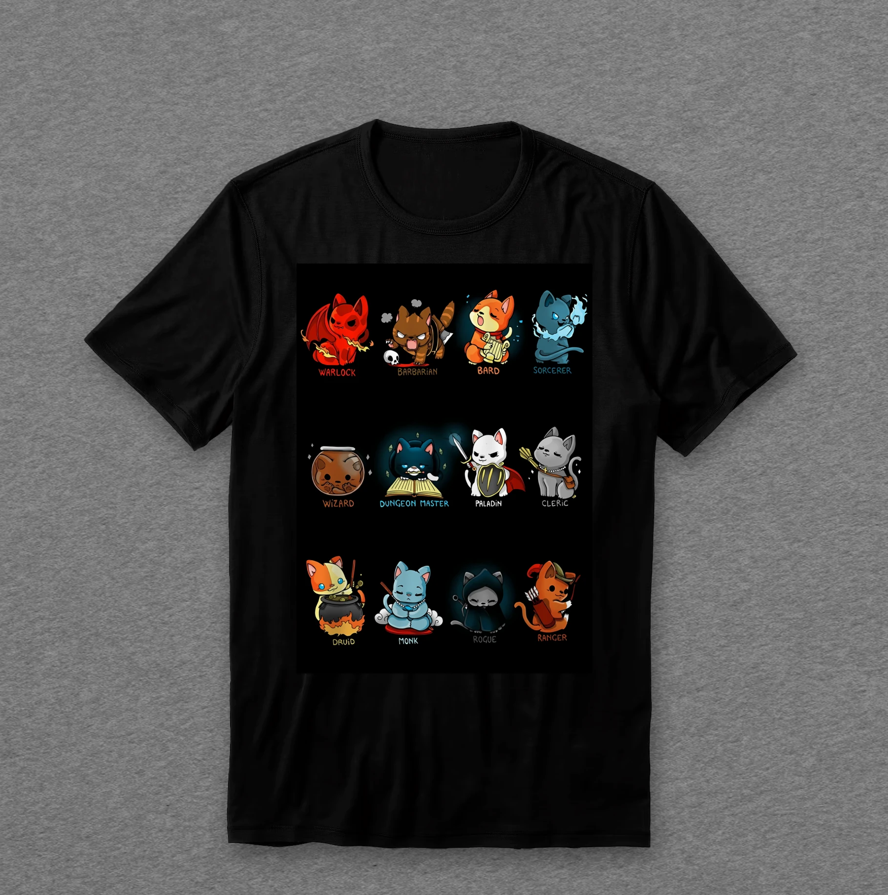 Camiseta Dungeons & Dragons — Classes em Gatos