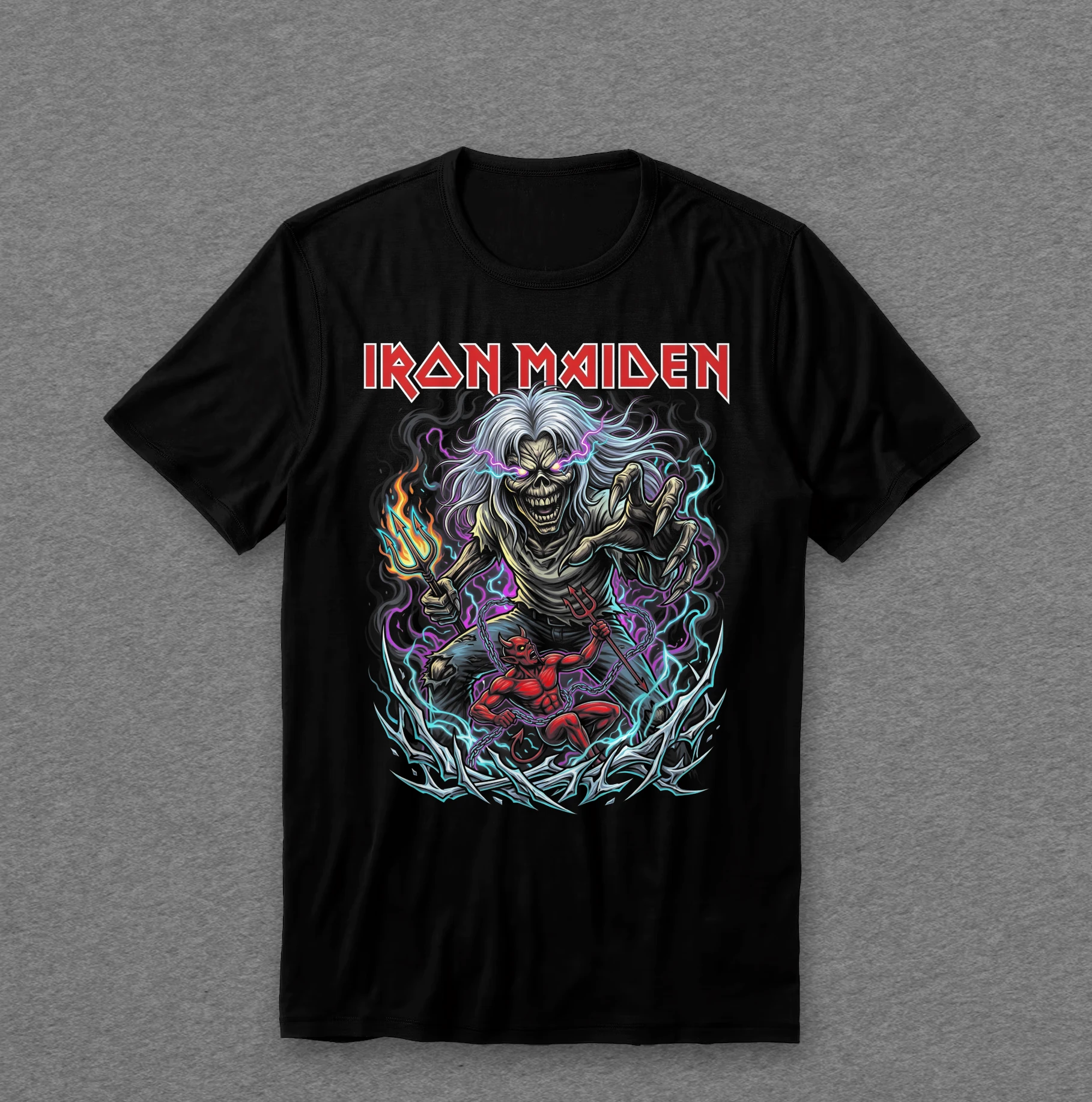 Camiseta Iron Maiden — Eddie Neon