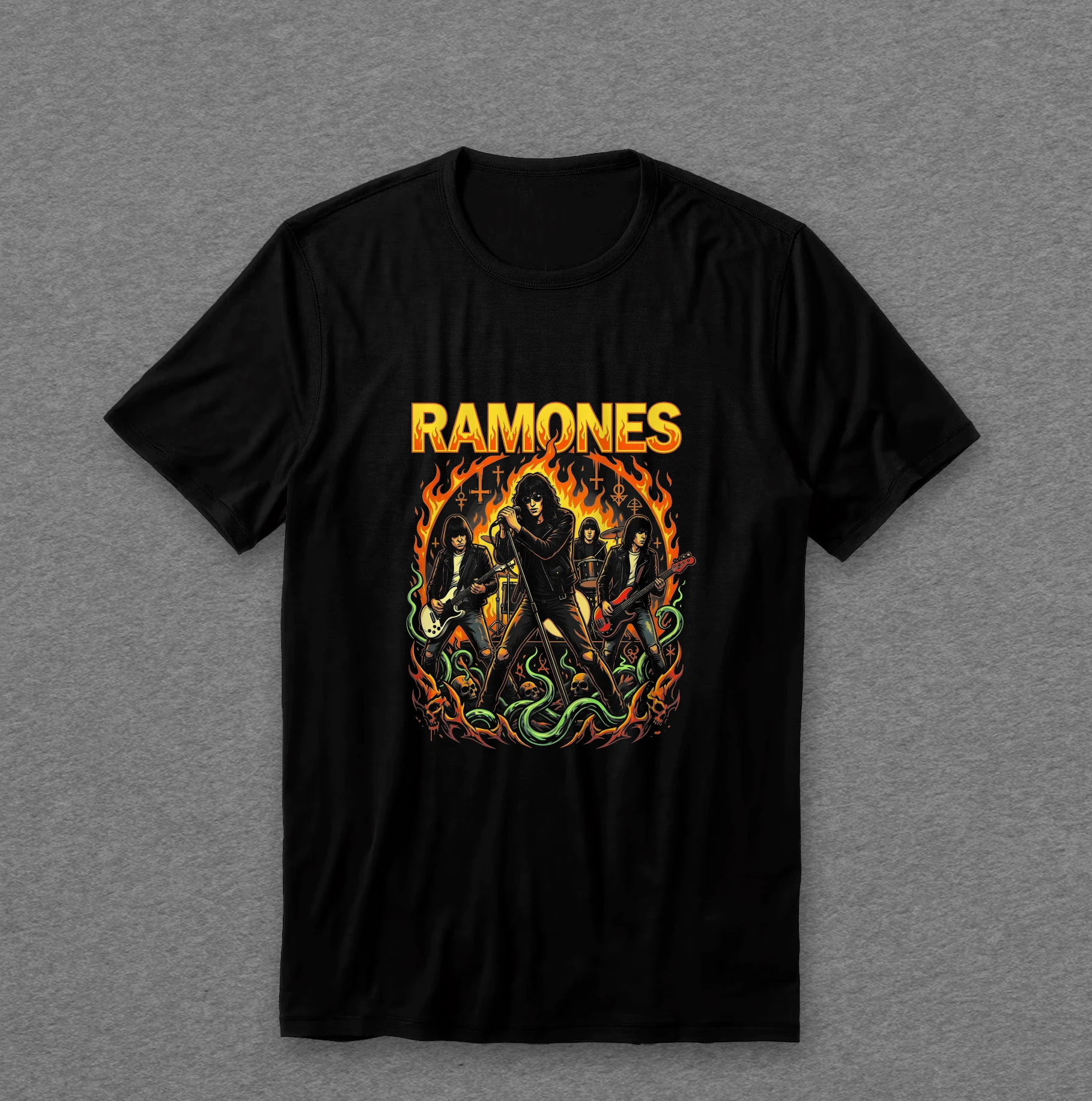 Camiseta Ramones — Esqueleto em Chamas